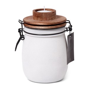 SENZA Candle Light Jar White With Wooden Lid