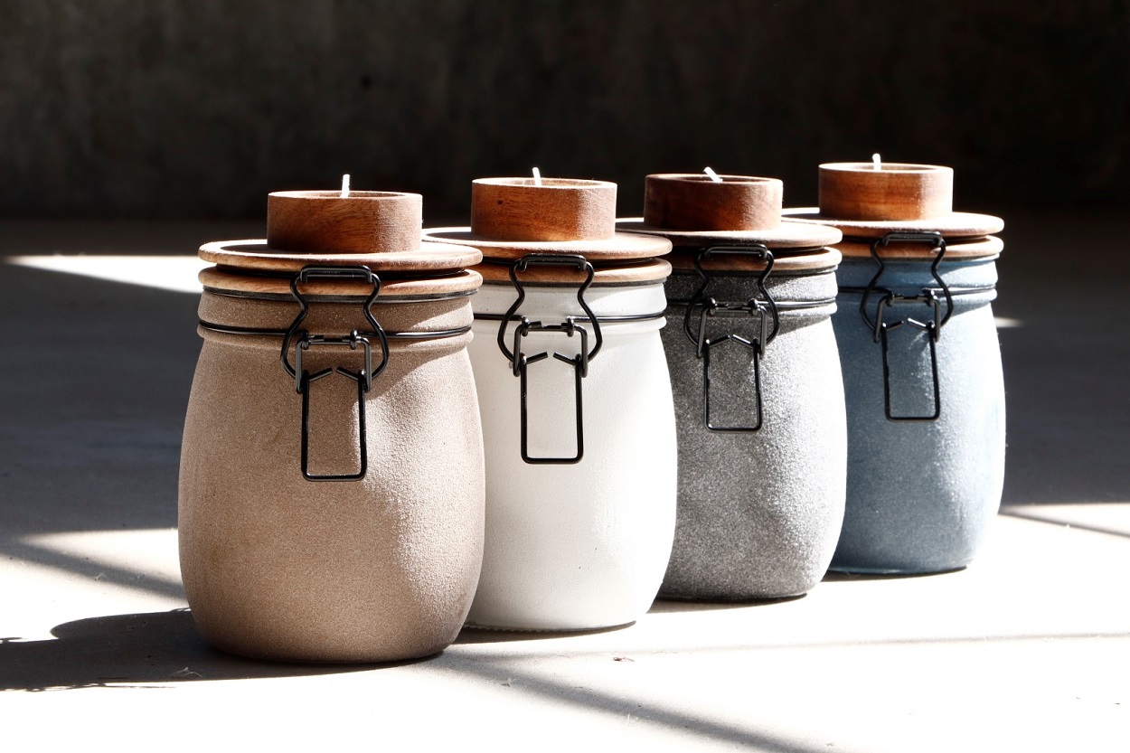 SENZA Candle Light Jar White With Wooden Lid