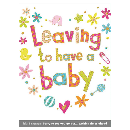 A4 Wenskaart - Leaving to have a baby