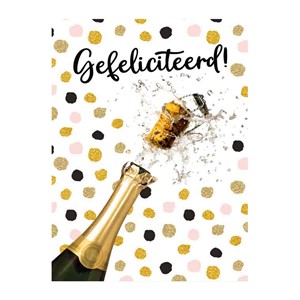 A4 Wenskaart - Gefeliciteerd champangefles
